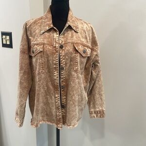 Black Label by C’est Toi NWOT oversized brown distressed denim jacket. Size M